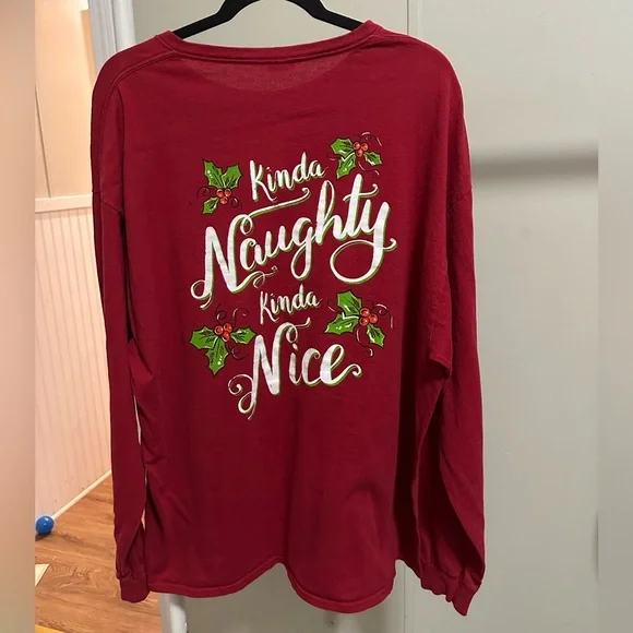 Women’s Red Country Life Kinda Naughty Kinda Nice Longsleeve Graphic Shirt sz 2X - Picture 4 of 7